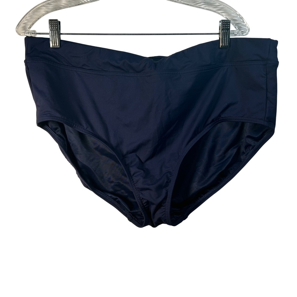 Lands End Navy Blue High Waisted Bikini Bottoms Size‎ 18 Plus Size Swimwear